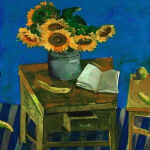 Kukhar, N. - "Sunflowers on blue background"