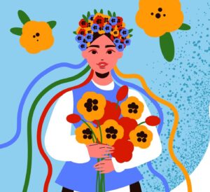 Colored ukraine composition with ukraine independence day and woman with a wreath of flowers and a bouquet of flowers in her hands vector illustration SSUCv3H4sIAAAAAAACA01RTWvDMAz9K0bnbN3YLbdRythgUDbYpeygOmoj6liZP5KVkv8+OW1HL0bSe9J7lk6wxcgW6hOwczmmgInFQ/1YATWcJDA6qB+mCmLClCNF5WpmMdFe0Tm/DtmcSh1qWJP0jkCb8lbTd46WnENPkiNM1ZX2eiMZF0vH/d1zSP9tX2TVAEzfFeCevD0WadUO5AhnJxuFDmOi0F1sDdyQnEPMDZcQBrHoFH8qtlVPulLdB+xbtoEHCiVvKFoNYClOAjUmHwKyJ2Ol6yVysWhGTu0/wL6hnvTxlkyDR4O+MaN0eOGhGQOhBrIzOycjhThT0Gwl/2RKtwB701IwrRKiGeZ/m9uD3JuVXgO3jsxq/TnP+SjaoXS+rV/MTkKHZXXpt2wWqsuKz7Piwora7FPWa1YgBz3wNE1/mVAp3P4BAAA=