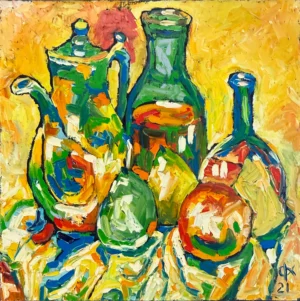 Untitled (Still Life with Fruit, Pot and Bottles)