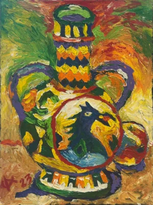 Untitled (Still Life with Decorated Jug and Fruit)