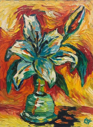 Untitled (Lilies in Green Vase)