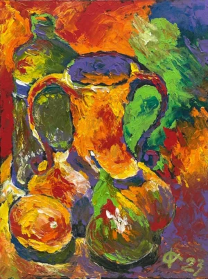 Untitled (Still Life with Jug, Bottle and Fruit)