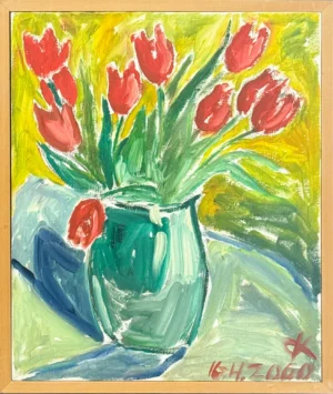 Untitled (Red Tulips in Green Vase)